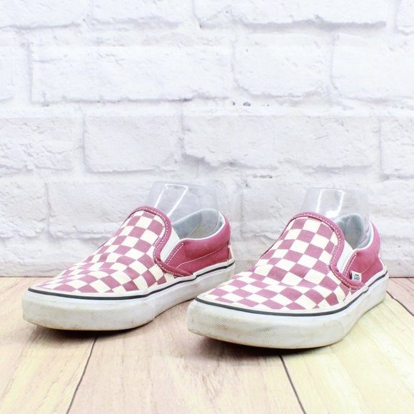 Vans Off the Wall Red Cream Checkerboard Slip On Sneaker Shoes Size L 7 M 5.5 - Picture 2 of 9